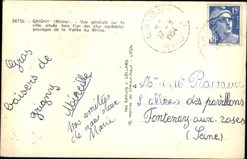 Ak Grigny Lyon Rhône, Vue generale sur la ville