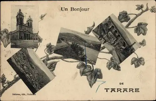 Ak Tarare Rhône, Kirche, Panorama, Fluss, Brücke