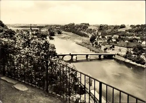 Ak Fischendorf Leisnig in Sachsen, Blick auf den Ort, Brücke