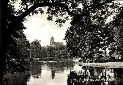 Ak Karl Marx Stadt Chemnitz in Sachsen, Schlossteich