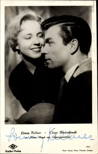 Ak Schauspieler Lonny Kellner und Claus Biederstaedt, Portrait, Autogramm