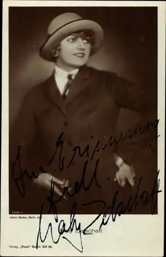 Ak Schauspielerin Maly Delschaft, Portrait, Autogramm