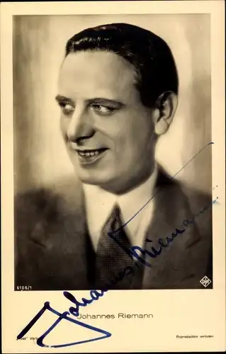 Ak Schauspieler Johannes Riemann, Portrait, Ross, UFA, Autogramm