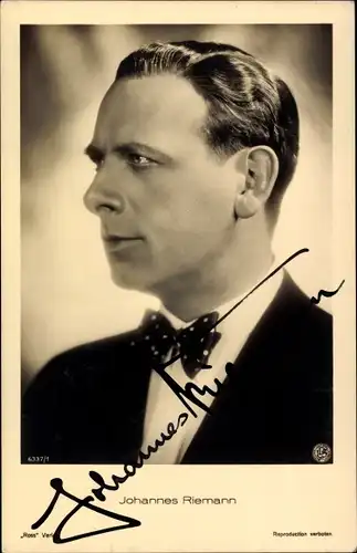 Ak Schauspieler Johannes Riemann, Portrait, Autogramm