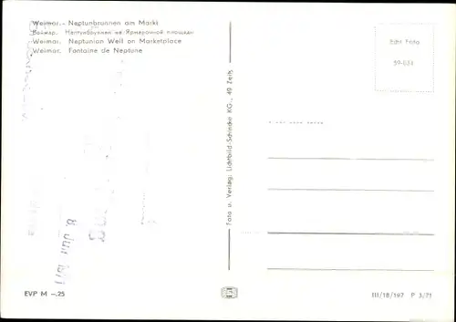 Ak Weimar in Thüringen, Neptunbrunnen am Markt