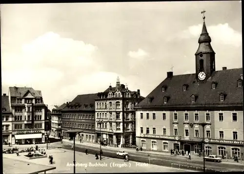 Ak Annaberg Buchholz im Erzgebirge, Markt, Rathaus