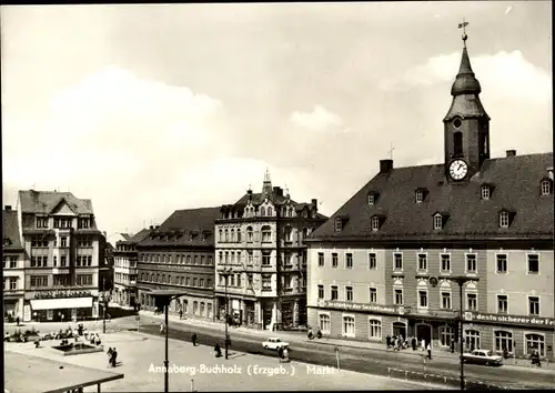 Ak Annaberg Buchholz im Erzgebirge, Markt, Rathaus