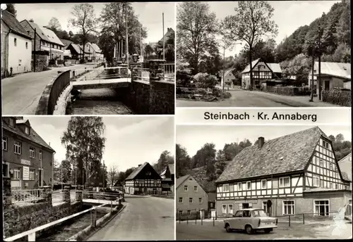 Ak Steinbach Jöhstadt im Erzgebirge Sachsen, Teilansichten, Straßenpartie, Trabant
