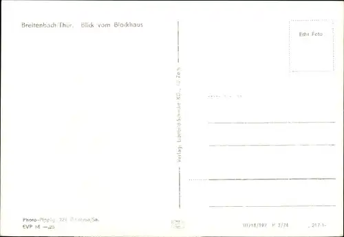 Ak Breitenbach Schleusingen in Thüringen, Blick vom Blockhaus