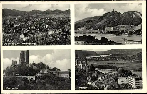 Ak Königswinter am Rhein, Drachenfels, Remagen, Godesberg mit Siebengebirge