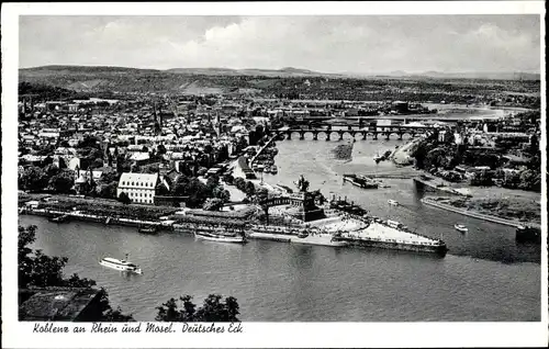 Ak Koblenz am Rhein, Mosel, Deutsches Eck, Panorama