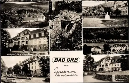 Ak Bad Orb im Spessart Hessen, Sanatorium Küppelsmühle, Blick vom Bahnhof, Annenhof, Mühlchen