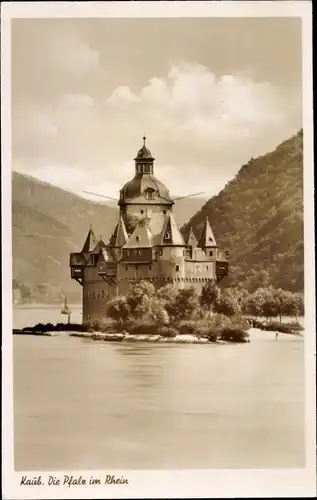 Ak Caub Kaub am Rhein, Burg Pfalzgrafenstein, Die Pfalz im Rhein