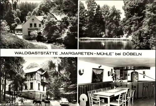 Ak Döbeln in Sachsen, Waldgaststätte Margareten Mühle, Innen und Außen