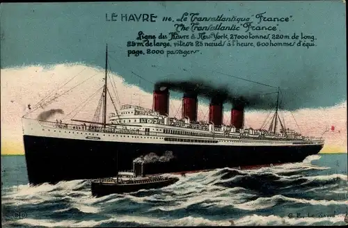 Ak Dampfer France, CGT, French Line