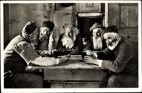 Ak Bündner Pura, alte schweizer Männer