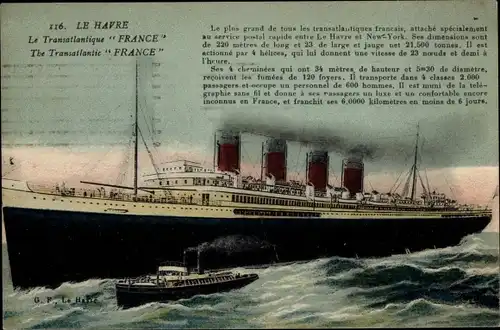 Ak Le Havre, CGT, French Line, Transatlantique France, Dampfer, Paquebot
