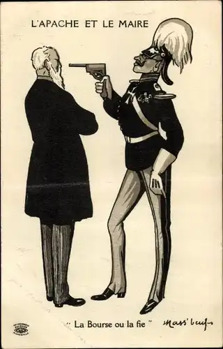 Ak Der Apache und der Bürgermeister, die Börse oder der Fie, Wilhelm II