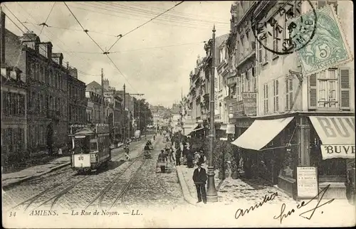 Ak Amiens Somme, La Rue de Noyon, Bar