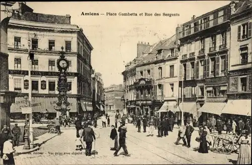 Ak Amiens Somme, Place Gambetta, Rue des Sergents