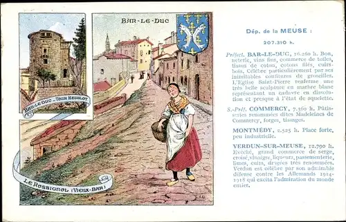 Wappen Künstler Ak Bar le Duc Meuse, Tour Heublot, Le Rossignol