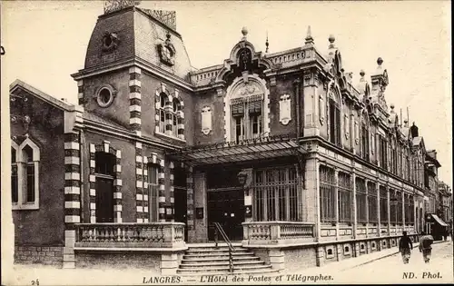 Ak Langres Haute Marne, Das Hotel der Post und Telegraphen