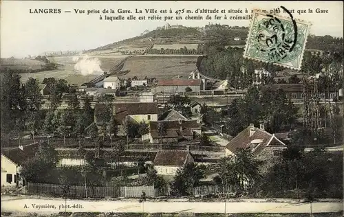 Ak Langres Haute Marne, Blick vom Bahnhof aus