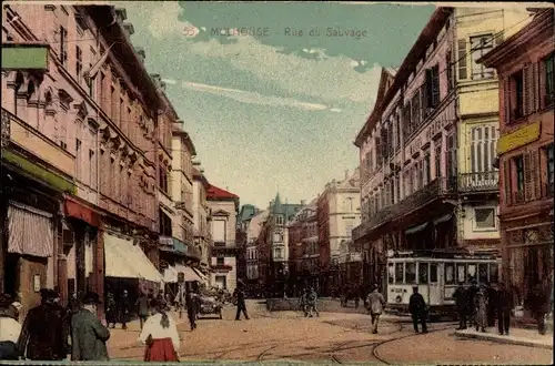 Ak Mulhouse Mulhouse Alsace Haut Rhin, Rue du Sauvage