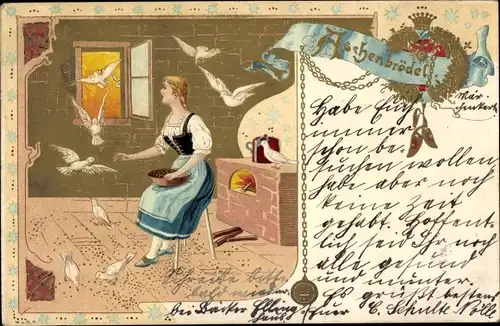 Präge Litho Märchen, Gebrüder Grimm, Aschenbrödel