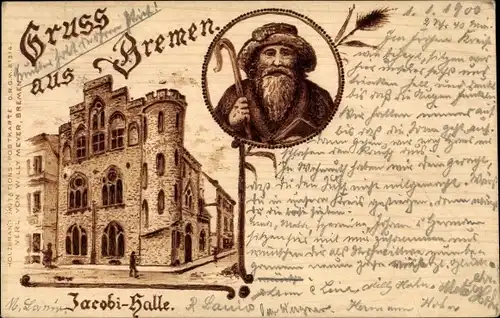 Litho Hansestadt Bremen, Jacobi Halle, Holzbrandimitat