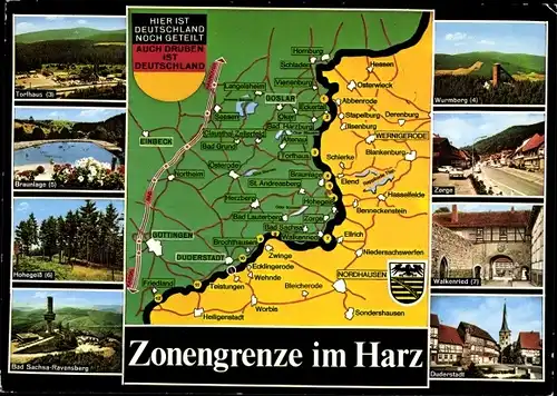 Landkarten Ak Zonengrenze im Harz, DDR, BRD, Torfhaus, Braunlage, Hohegeiß, Zorge, Duderstadt