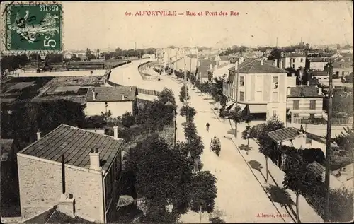 Ak Alfortville Val de Marne, Rue et Pont des Îles