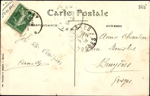 Ak Conty Somme, Rue Caroline-Follet dite Rue de l'Eau