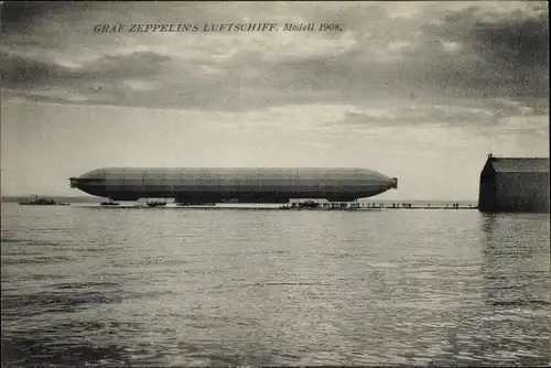 Ak Graf Zeppelin's Luftschiff Modell 1908, Bodensee
