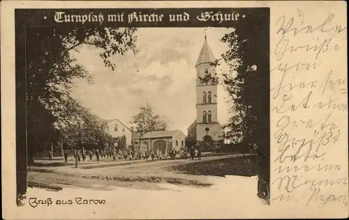 Ak Berlin Weißensee Karow, Turnplatz, Kirche, Schule
