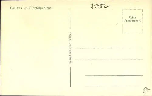 Ak Gefrees im Fichtelgebirge Oberfranken, Stadtansicht, Glockenturm, Straßenpartie