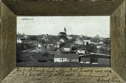 Passepartout Ak Landau an der Isar Niederbayern, Teilansicht