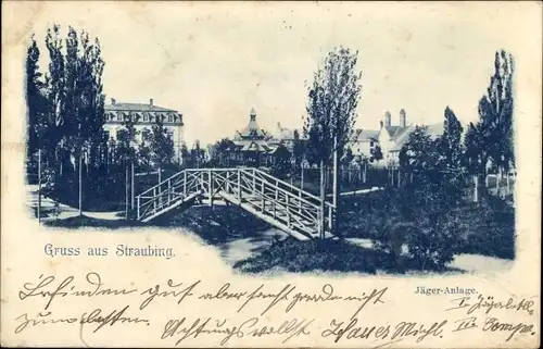 Ak Straubing an der Donau Niederbayern, Jäger-Anlage