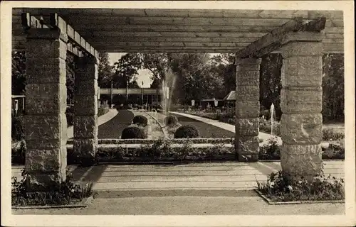 Ak Coburg in Oberfranken, Deutsche Rosenschau 1929, Gaststätte, Blick vom Brunnenhof