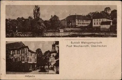 Ak Weingartsgreuth Wachenroth in Mittelfranken, Schloss, Hofpartie