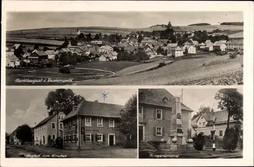 Ak Marktleugast Oberfranken, Gesamtansicht, Gasthof zum Hirschen, Kriegerdenkmal