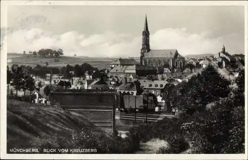 Ak Münchberg in Oberfranken Bayern, Blick vom Kreuzberg