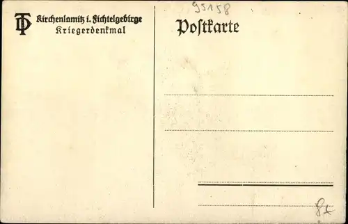 Ak Kirchenlamitz im Fichtelgebirge Oberfranken, Kriegerdenkmal