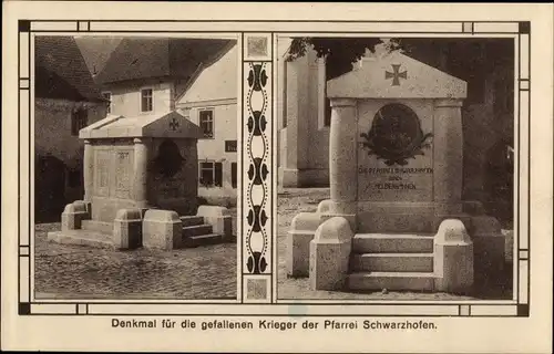 Ak Schwarzhofen in der Oberpfalz, Denkmal für die gefallenen Krieger der Pfarrei