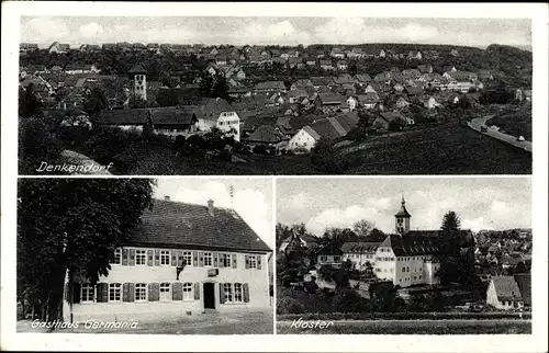 Ak Denkendorf in Württemberg, Teilansichten, Panoramablick, Gasthaus Germania, Kloster