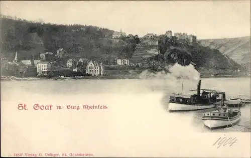 Ak Sankt Goar am Rhein, Blick auf Burg Rheinfels