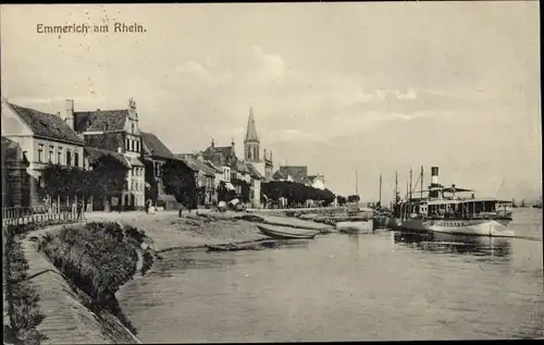 Ak Emmerich am Niederrhein, Ortsansicht, Dampfer