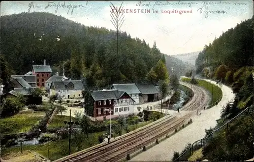 Ak Falkenstein Ludwigsstadt in Oberfranken, Eisenbahnstrecke, Ortspartie