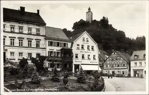 Ak Bad Berneck im Fichtelgebirge Oberfranken, Marktplatz, Logierhaus, Bube