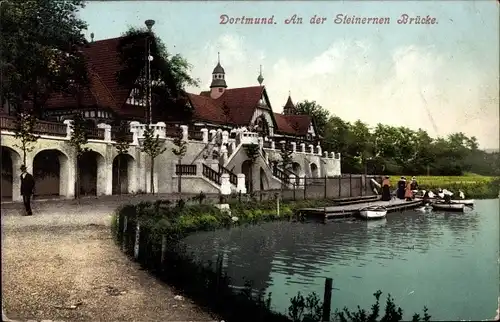 Ak Dortmund im Ruhrgebiet, An der Steinernen Brücke